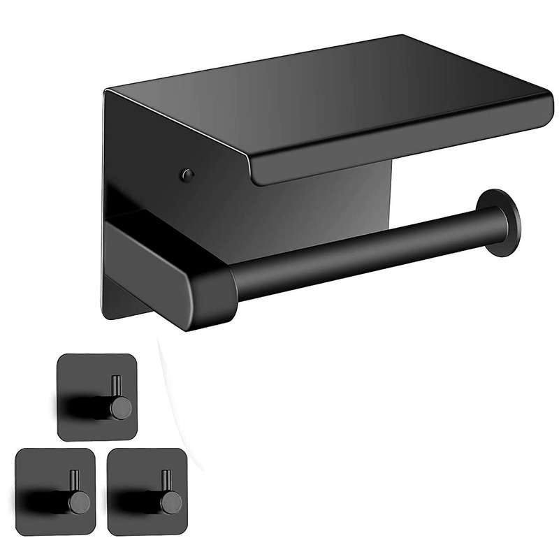 Toilet Paper Holder without Drilling with Shelf,for Bathroom Toilet