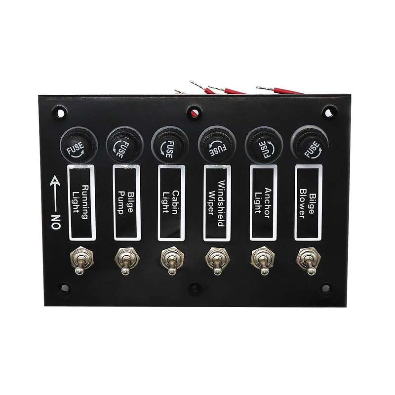 6 Gang Dc 12v/24v Fused On/off Toggle Switch Panel with 6 Screws