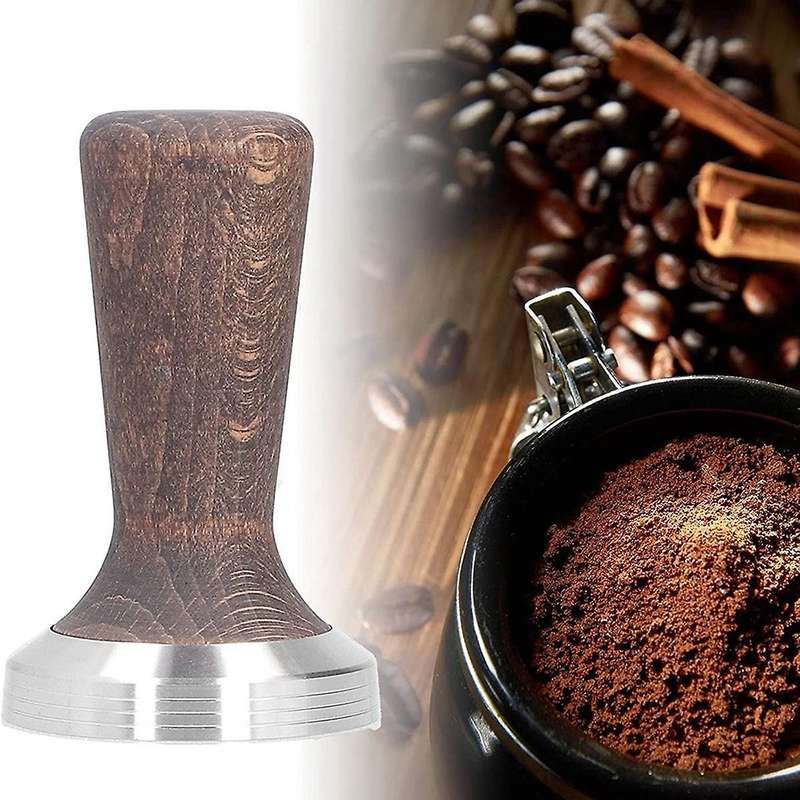 58 Mm Coffee Briquette with Walnut Handle Flat Coffee Powder Pressed