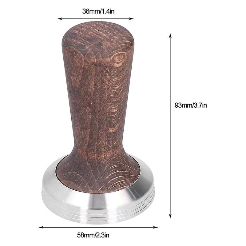 58 Mm Coffee Briquette with Walnut Handle Flat Coffee Powder Pressed
