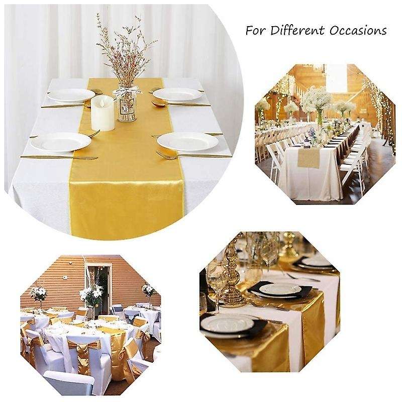 Table Runner for Wedding Baby Baptism Table Decor 10 Pack Gold