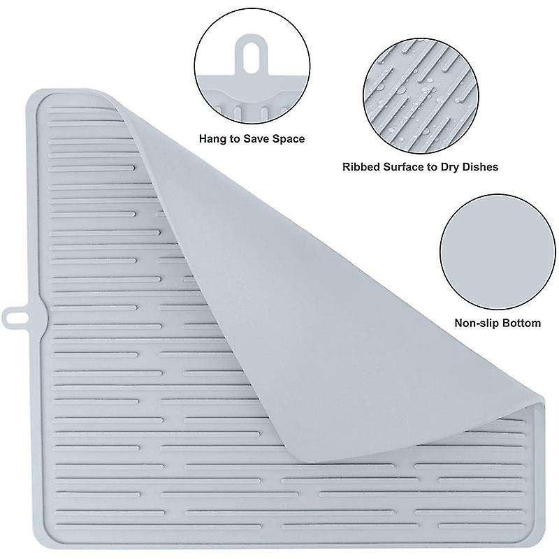 Dish Drying Mat, for Kitchen, Heat Resistant Mat (cloud Gray)