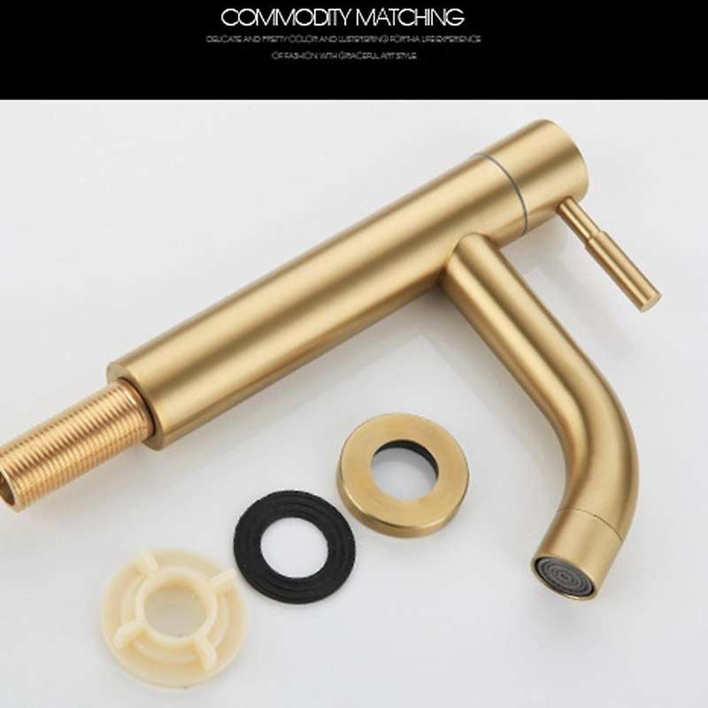 Brush Gold Single Cold Basin Faucet 304 Material Basin Mixer-b