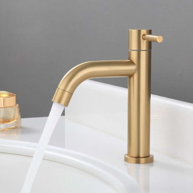 Brush Gold Single Cold Basin Faucet 304 Material Basin Mixer-b