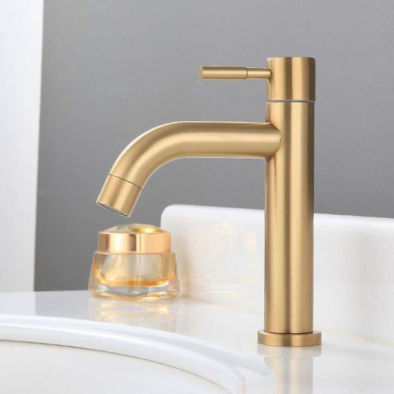 Brush Gold Single Cold Basin Faucet 304 Material Basin Mixer-b
