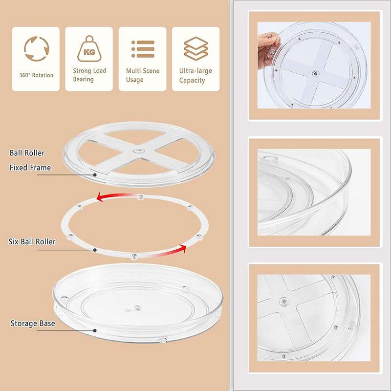 2 Pack Turntable Lazy Susan Spice Rack for Cabinets Kitchen