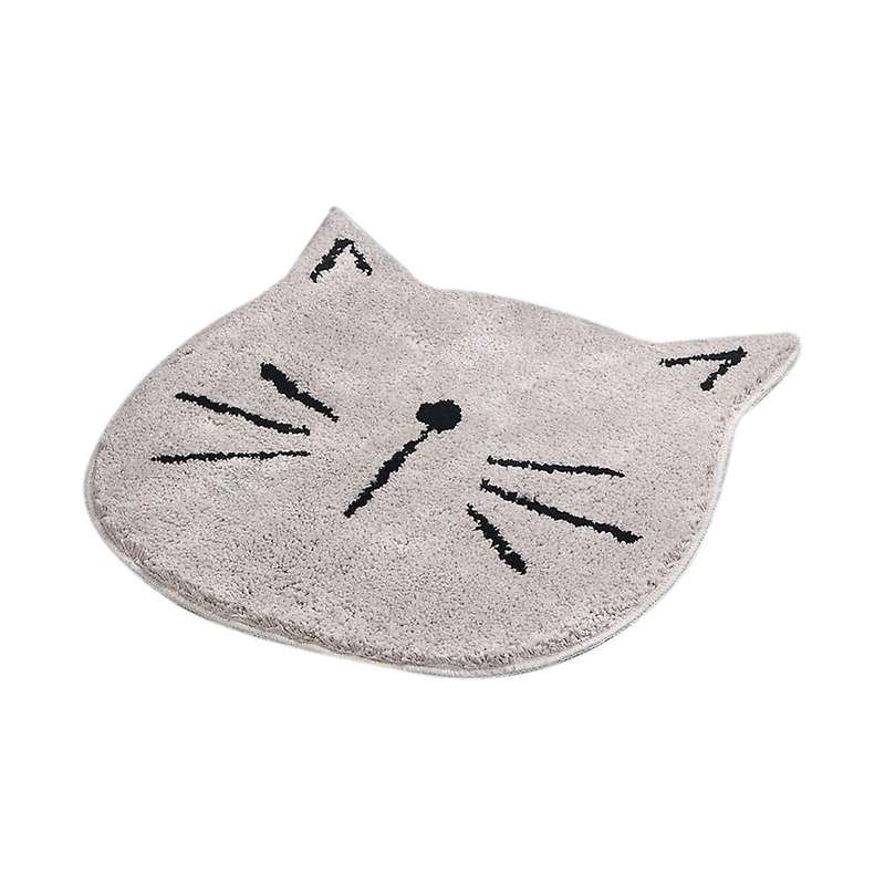 Cute Doormat for Kids - Microfiber Absorbent Mats - Cat Shape,gray