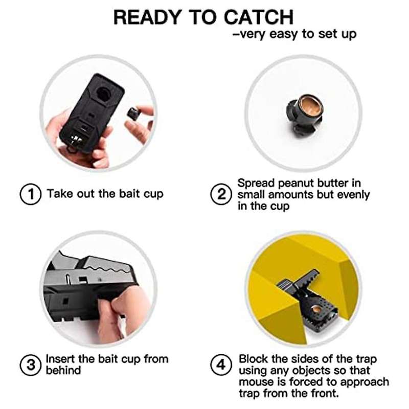 Small Mousetrap Indoor Working Mousetrap with Detachable Bait Cup