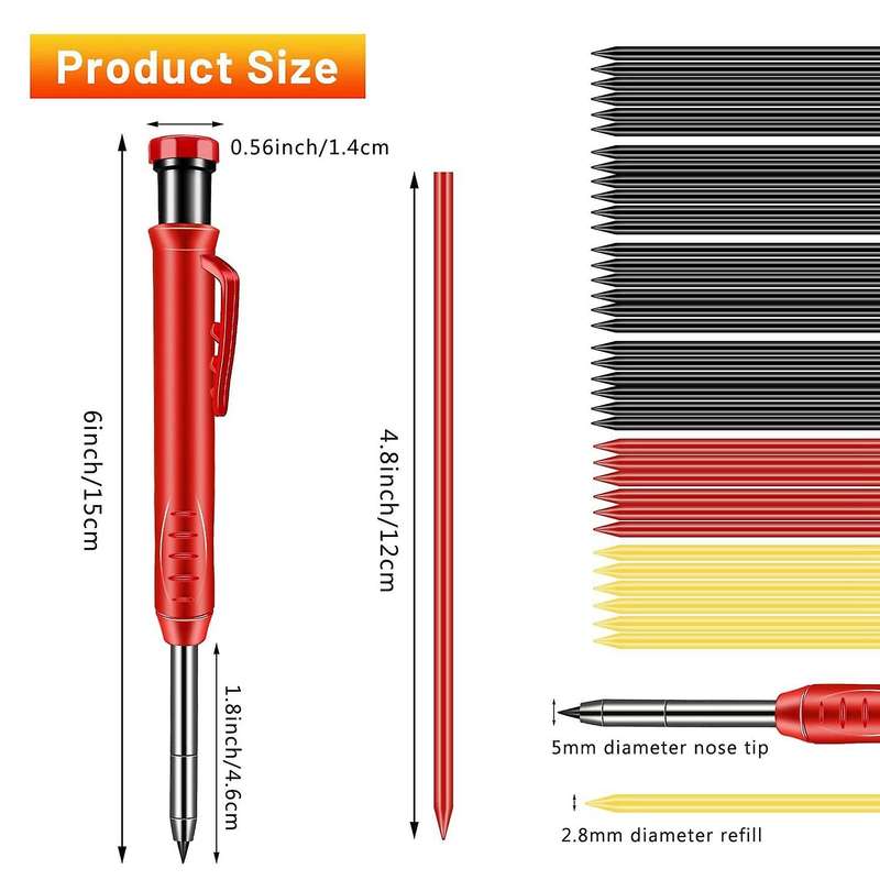 Mechanical Carpenter Pencils Kit with Sharpener Center Finder