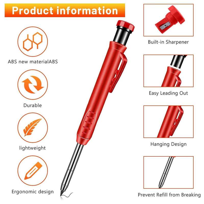 Mechanical Carpenter Pencils Kit with Sharpener Center Finder