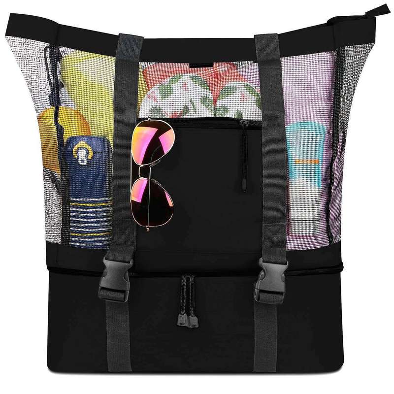 Mesh Beach Tote Bag with Beach Cooler - Capacity 34l 150lbs for Women