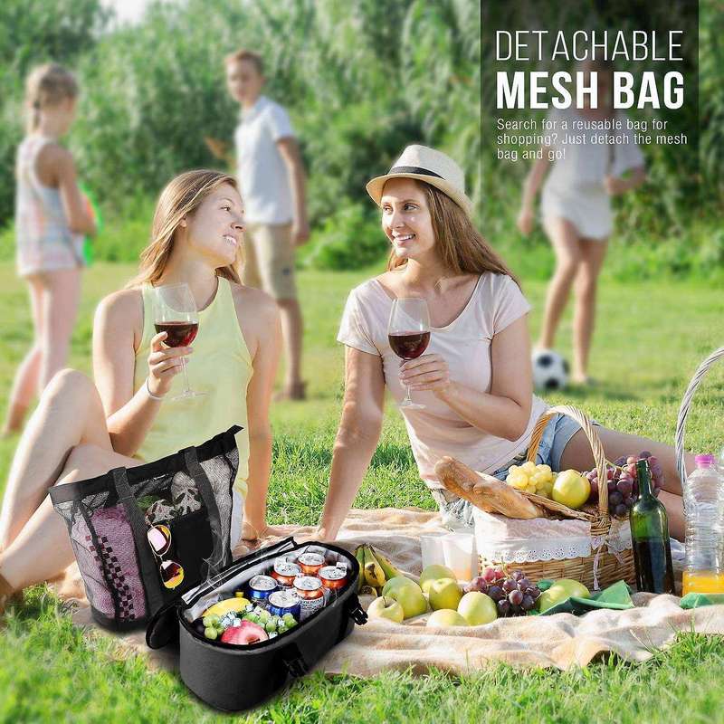 Mesh Beach Tote Bag with Beach Cooler - Capacity 34l 150lbs for Women
