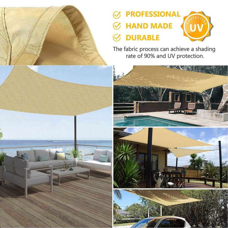 Sun Shade Sail, Rectangle 6.5 X 10inch for Patio, Carport, Backyard