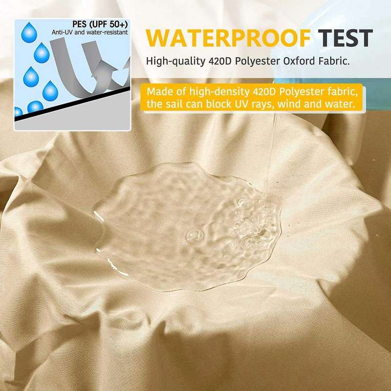 Sun Shade Sail, Rectangle 6.5 X 10inch for Patio, Carport, Backyard