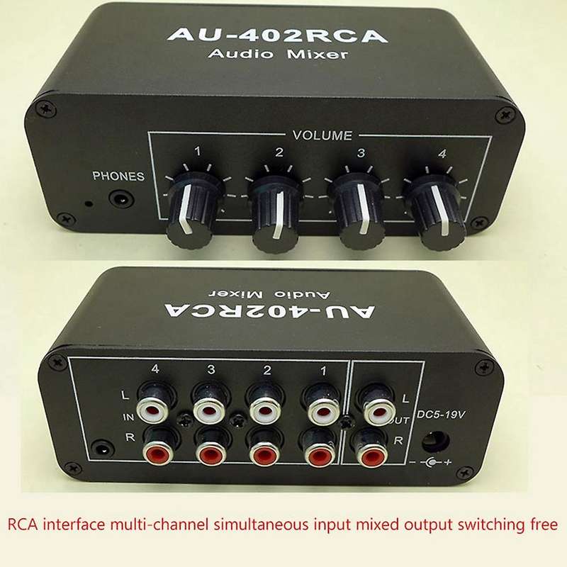 Multi-source Rca Mixer 4 Input 2 Output Audio Switch Switcher Control