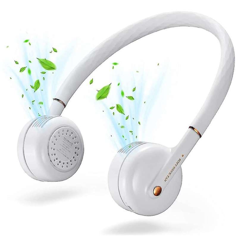 Portable Neck Fan, Bladeless Neck Fans with Colorful Lights White