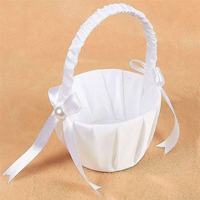 4 Pack Wedding Satin Flower Basket,bowknot Party Rose Flower Basket
