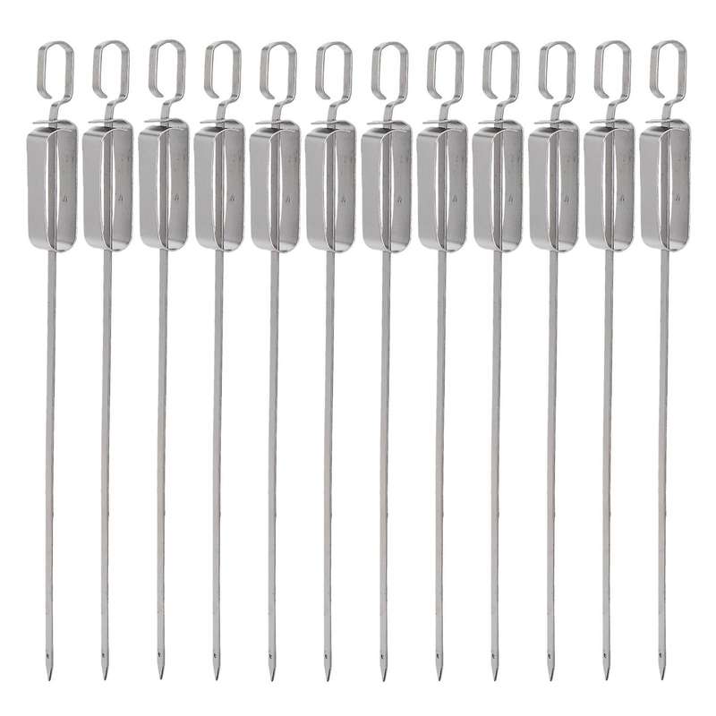 12pack 14 Inch Stainless Steel Barbecue Skewers with Buckle, Reusable