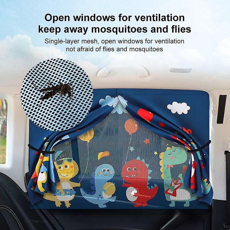 1 Set Of Sunshade Magnetic Suction Car Curtain Cute Cartoon Pattern