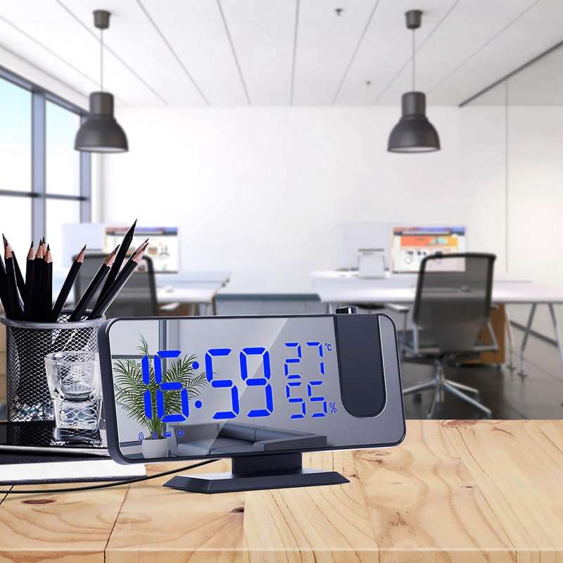 Projection Alarm Clock for Bedroom,with Temperature Humidity Dimmer
