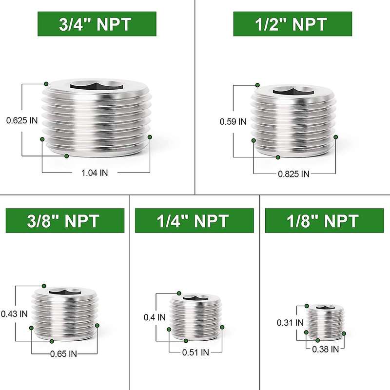 25pcs Stainless Steel Internal Hex Thread Socket Pipe Plug Fitting