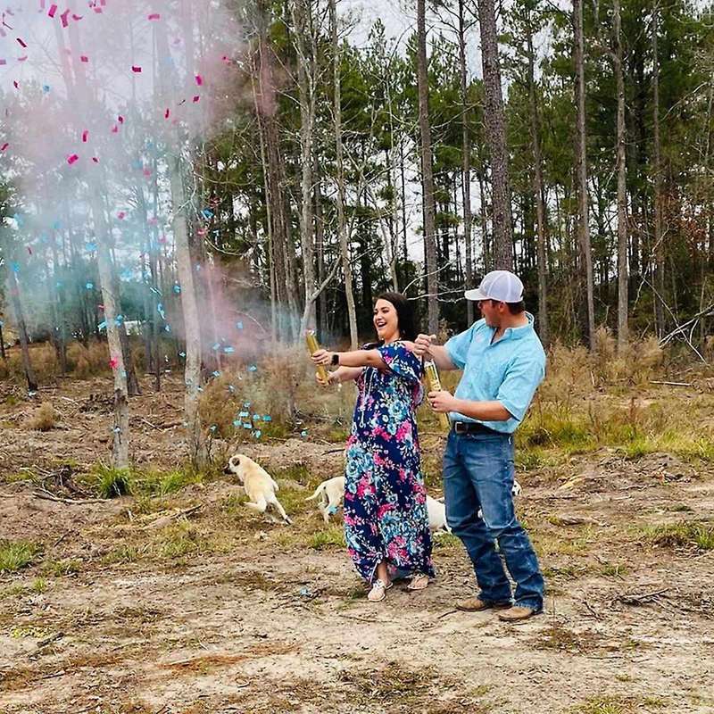 Gender Reveal Confetti Powder Cannon - Set Of 4 Blue&pink Gender