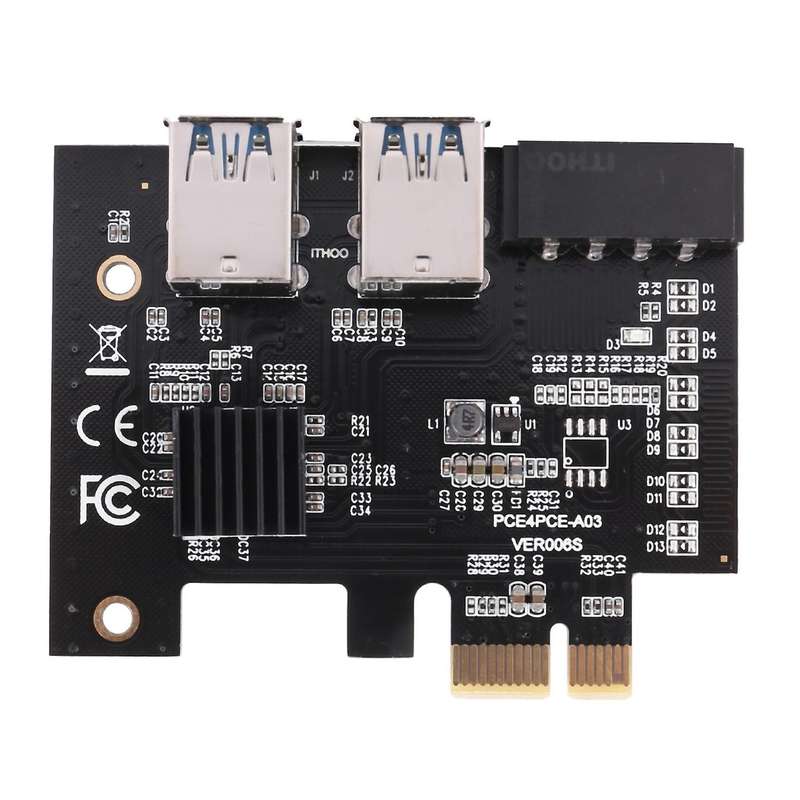 Pci-e 1 Port Dual Layer Usb3.0 Expansion Card for Btc Miner Mining