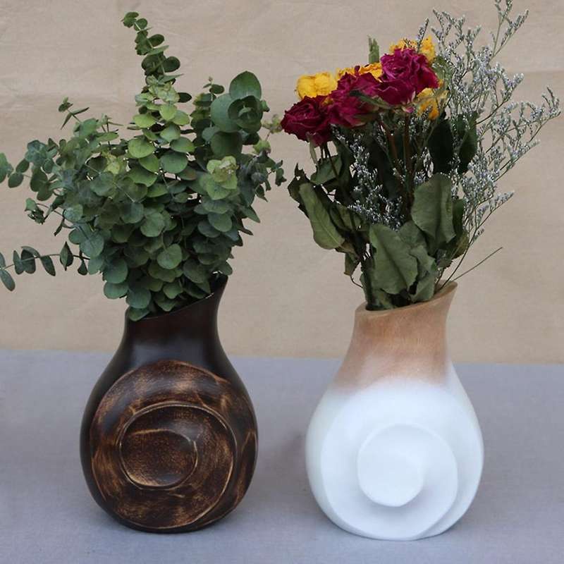 Wooden Vase Decoration Living Room Solid Wood Ware Flower Bottle A