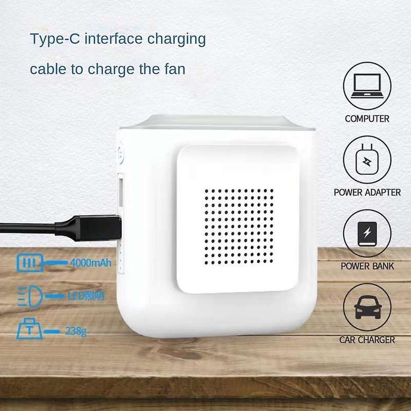 Waist Clip Fan 4000mah Rechargeable Fan Hand Free Personal Fan White