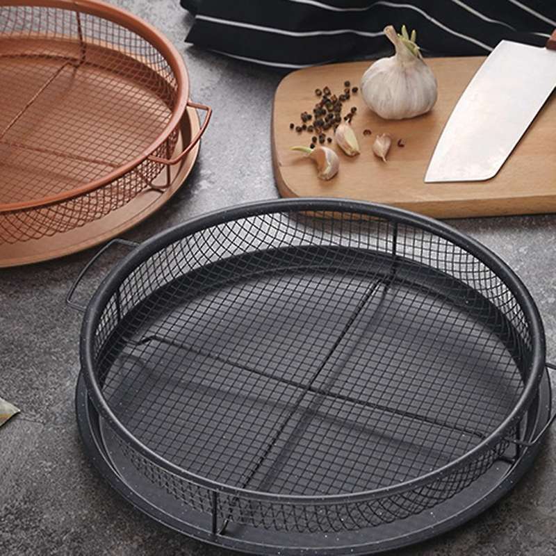 Mesh Baking Tray Non-stick Round Baking Pan Chips Crisping Basket A