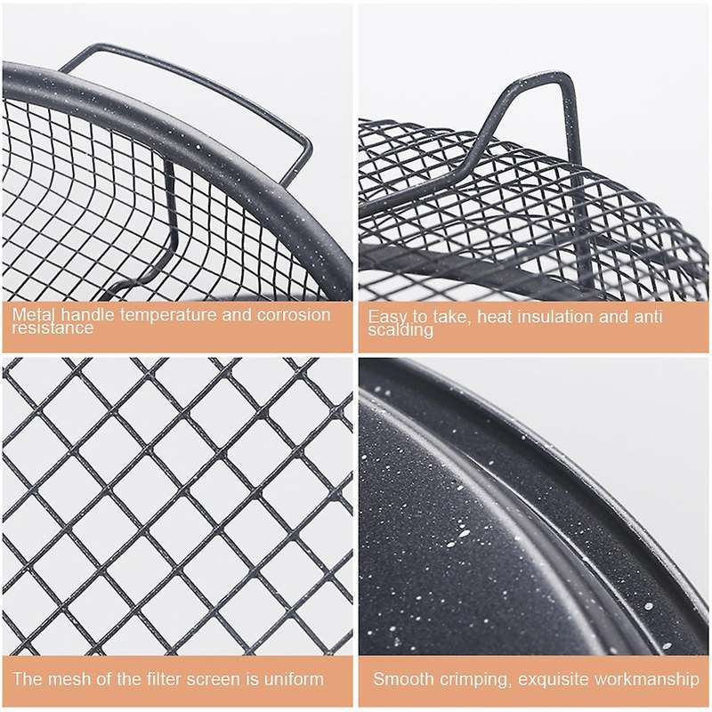 Mesh Baking Tray Non-stick Round Baking Pan Chips Crisping Basket A