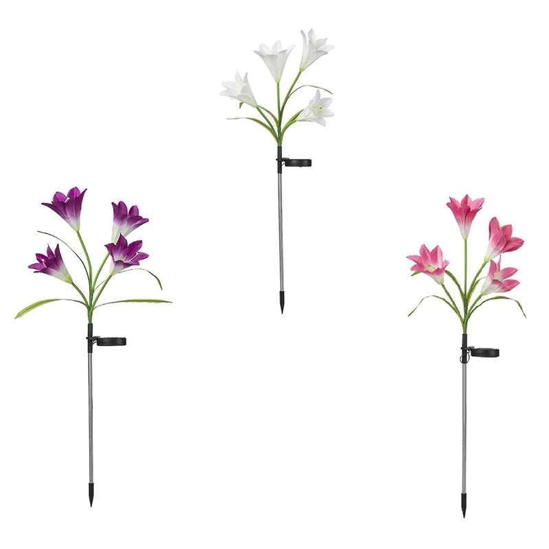 3 Pcs Purple White and Pink Solar Light for Garden Terrace Backyard