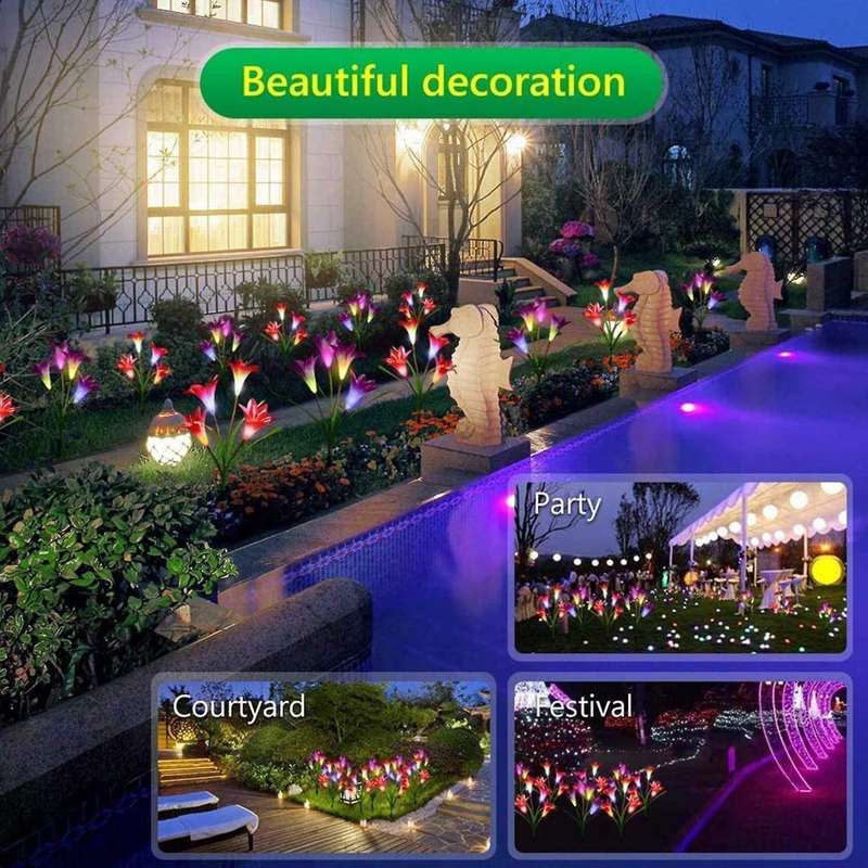 3 Pcs Purple White and Pink Solar Light for Garden Terrace Backyard