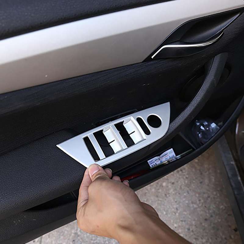 Car Chrome Abs Glass Lift Switch Cover Trim For-bmw X1 2011-2015