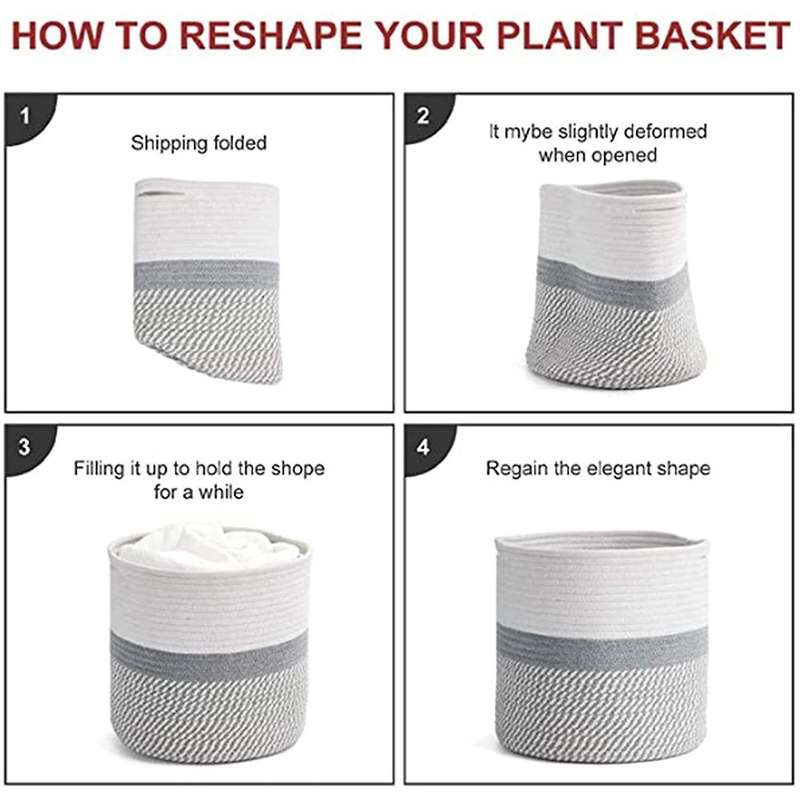 Large Woven Rope Plant Basket Storage Cotton Rope Plant Baskets -l