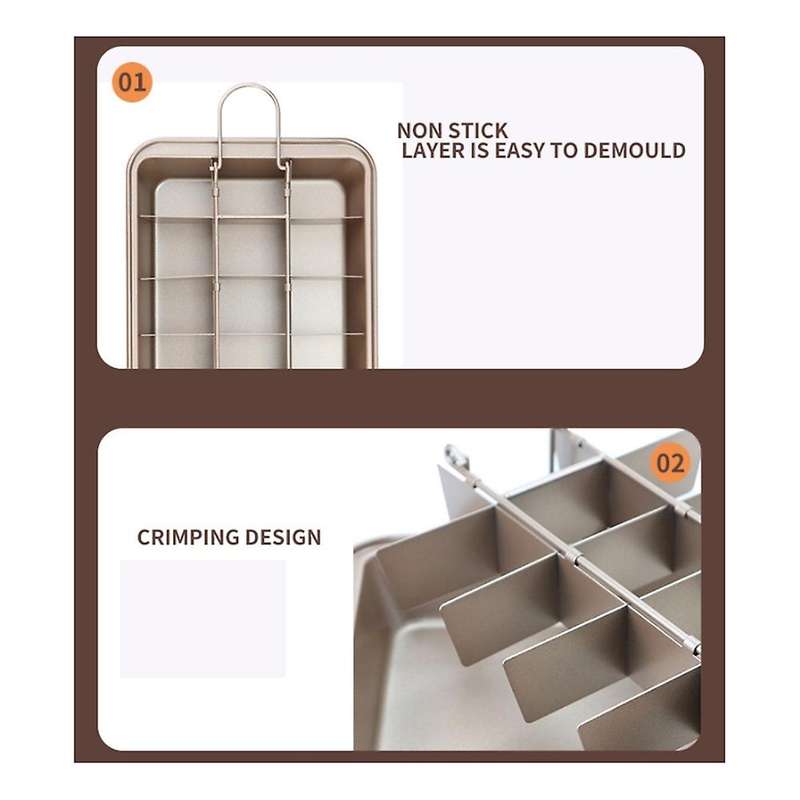 Brownie Pan Nonstick Cake Pan Mold Baking Tray Dividers Square