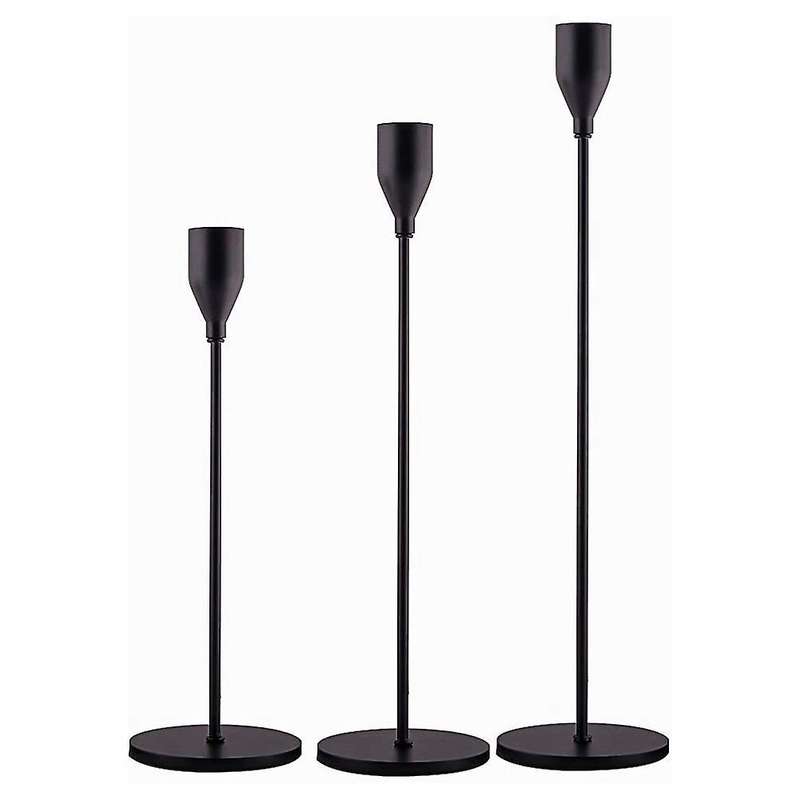 Black Candle Holders Set Of 3 for Taper Candles,for Wedding,party