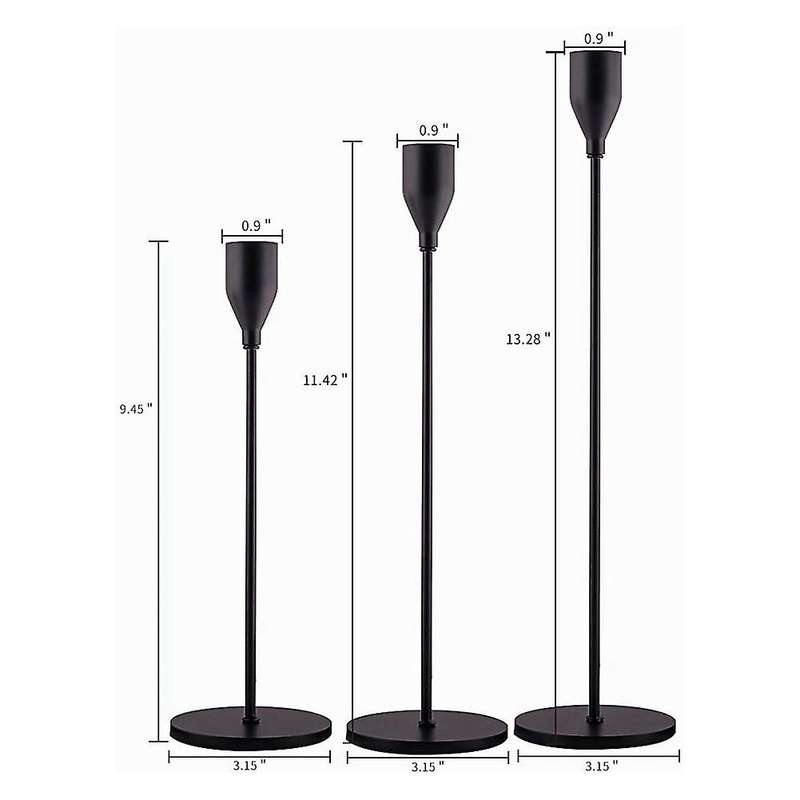Black Candle Holders Set Of 3 for Taper Candles,for Wedding,party