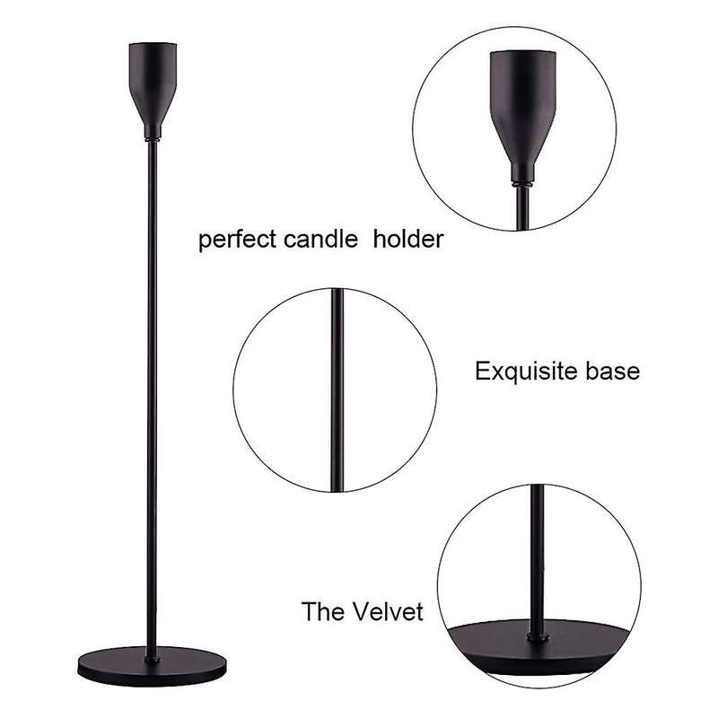 Black Candle Holders Set Of 3 for Taper Candles,for Wedding,party