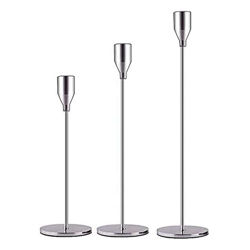 Silver Candle Holders Set Of 3 for Taper Candles,for Wedding,party