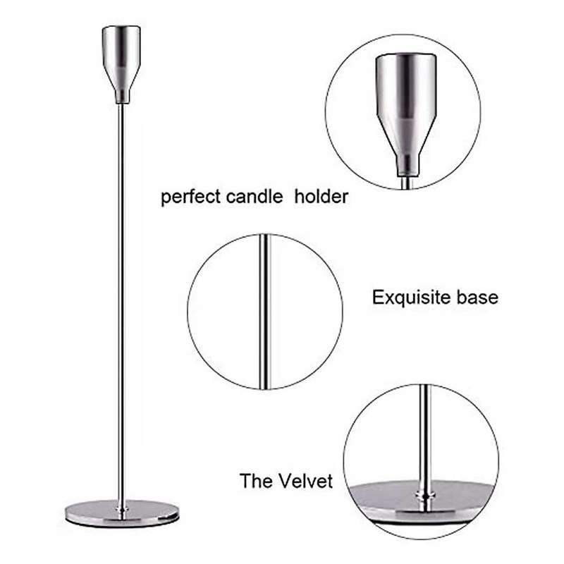Silver Candle Holders Set Of 3 for Taper Candles,for Wedding,party