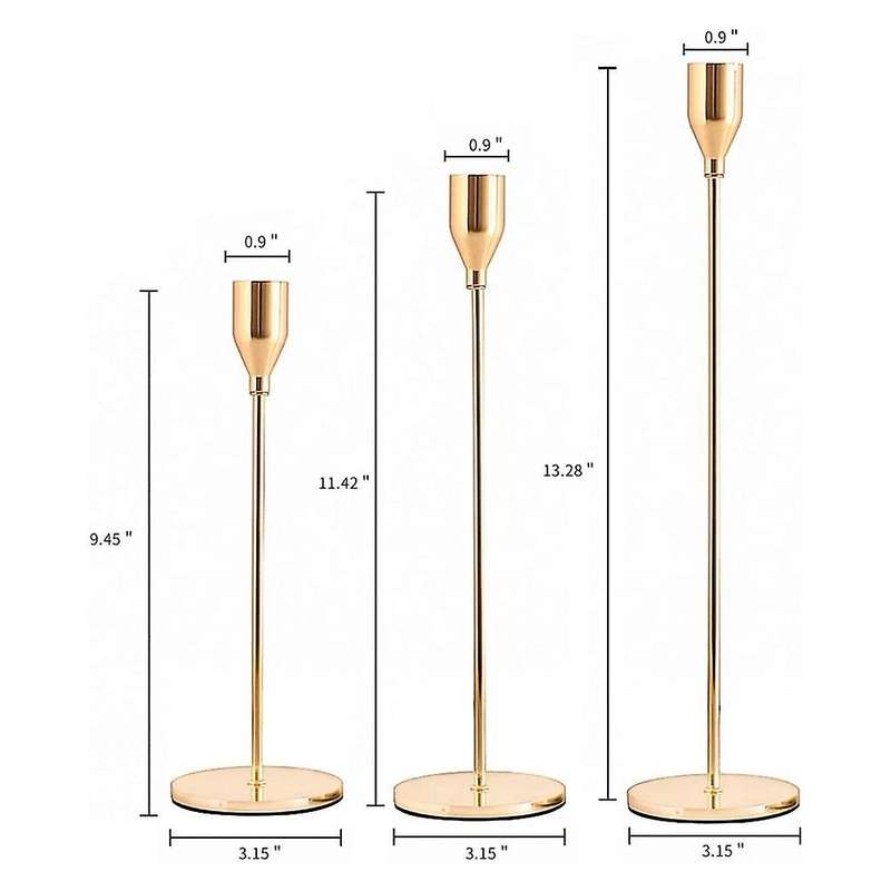 Gold Candle Holders Set Of 3 for Taper Candles,for Wedding,party
