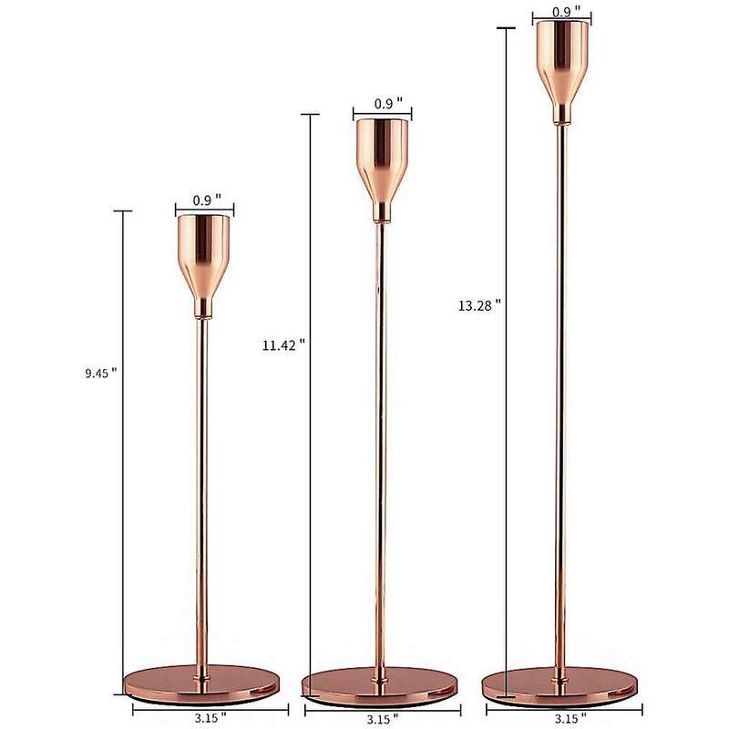 Rose Gold Candle Holders Set Of 3 for Taper Candles,for Wedding,party