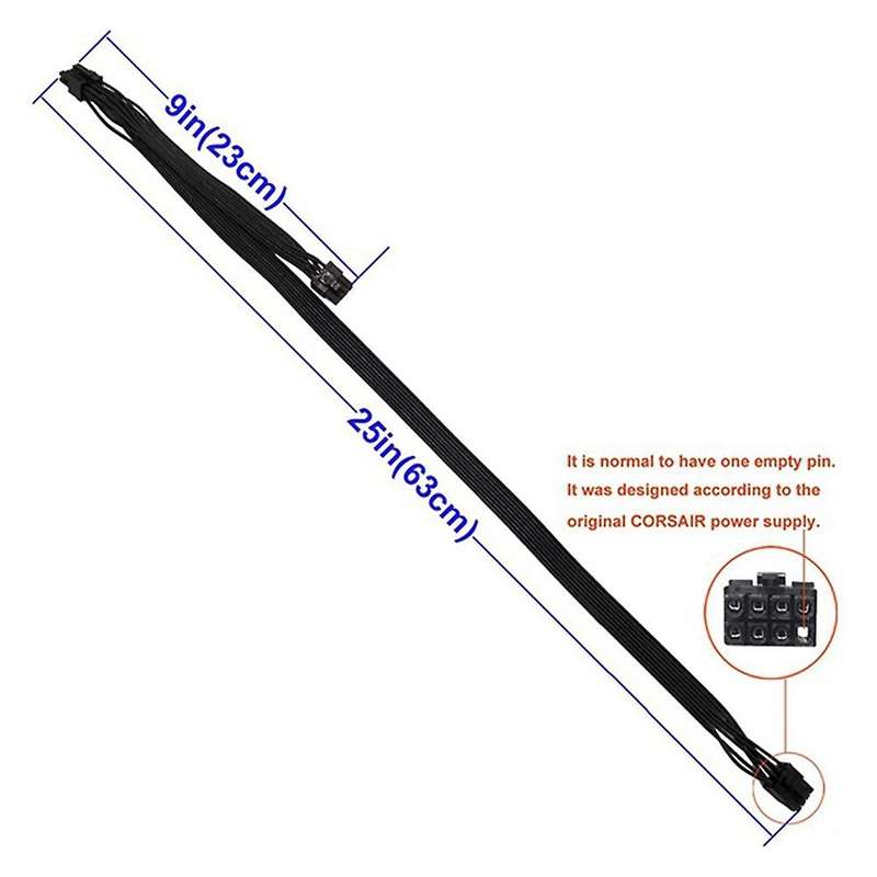 Atx Cpu 8pin Male to Dual Pcie 2x 8pin Male Cable for Corsair Modular