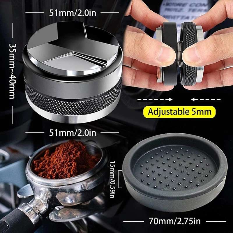 51mm Coffee Distributor & Tamper,51mm for Delonghi Dedica with Mat