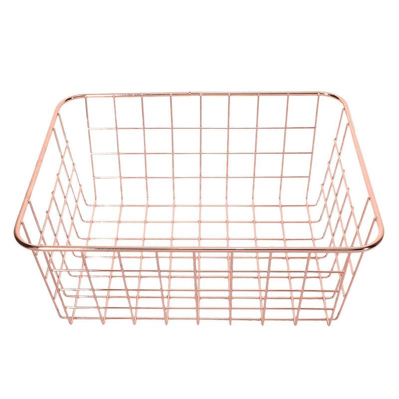 2x Nordic Style Metal Wire Storage Basket Cosmetic Holder -rose Gold