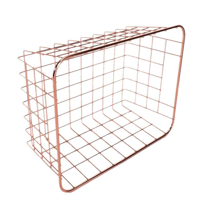 2x Nordic Style Metal Wire Storage Basket Cosmetic Holder -rose Gold