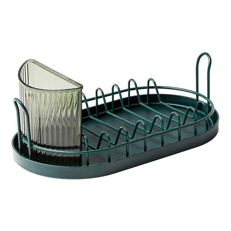 Kitchen Household Sink Rack Knife and Fork Rack(dark Green)