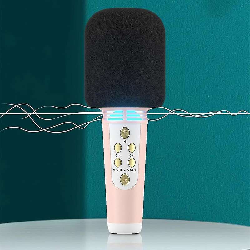 Wireless Bluetooth Microphone Karaoke Condenser Mic for Kids Pink