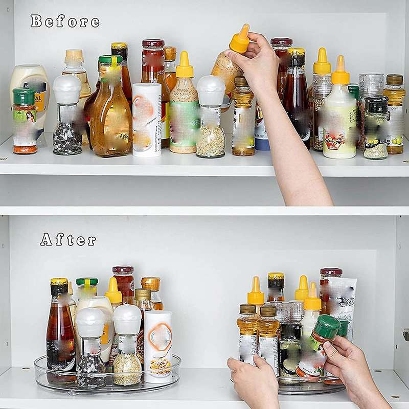 Storage Cabinet Turntable-2 Pieces 10.6 Inch Transparent Rotating